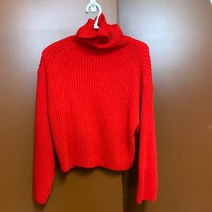 High neck sweater-Red